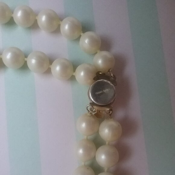 1960s Vintage Faux "Pearl" Beads Necklace with 2 Strands String Knotted - Picture 3 of 5